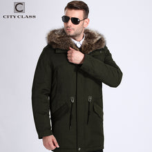 City Class Winter Fur Jacket Men Removable Raccoon Hood  Long Parka Mens Casual Jackets and Coats Cotton Fabric Camel Wool 17843